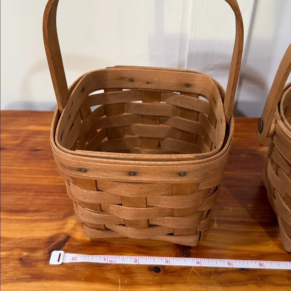 Vintage 1988 Longaberger Round & Square Baskets Set of 2